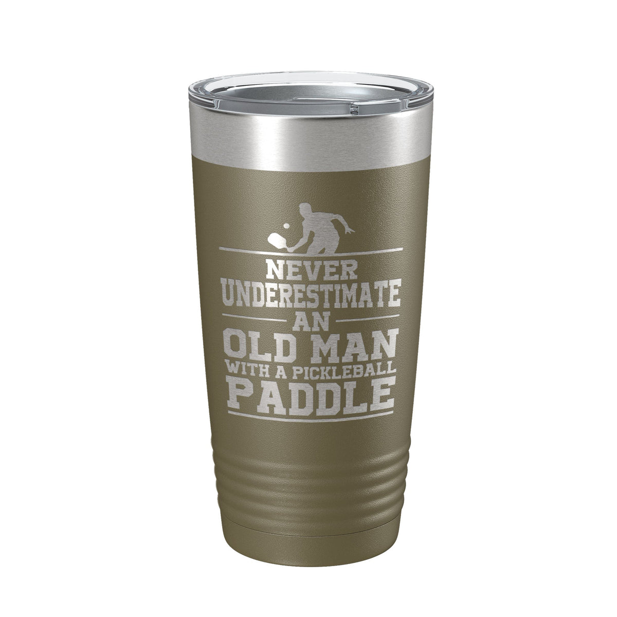 Funny Pickleball Tumbler Never Underestimate An Old Man With A Pickle Ball Paddle Travel Mug Insulated Laser Engraved Coffee Cup Gift 20 oz-21
