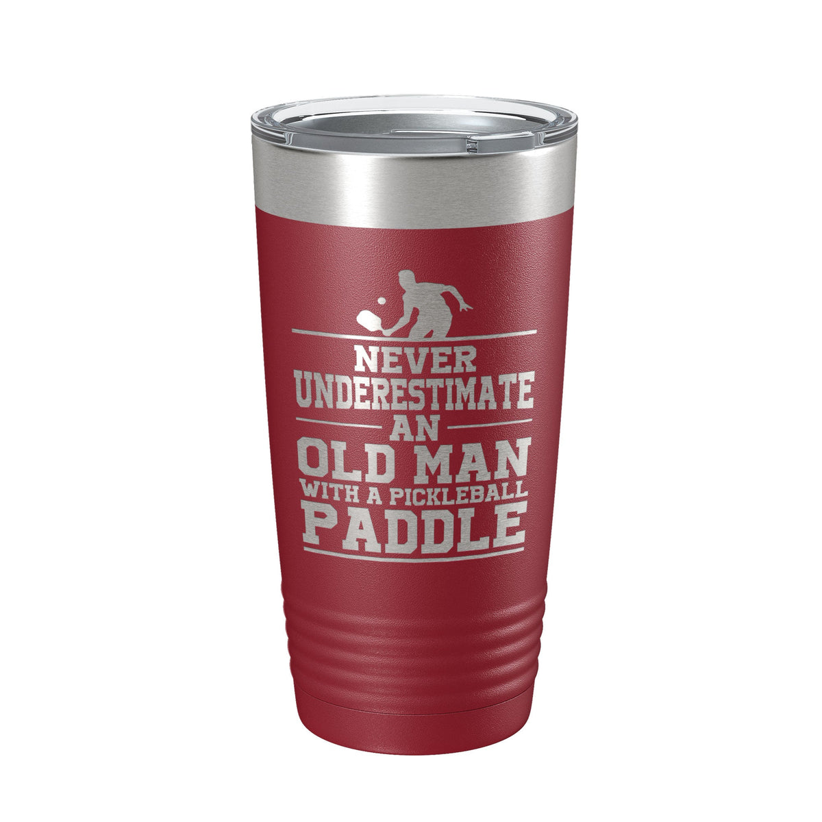 Funny Pickleball Tumbler Never Underestimate An Old Man With A Pickle Ball Paddle Travel Mug Insulated Laser Engraved Coffee Cup Gift 20 oz-18