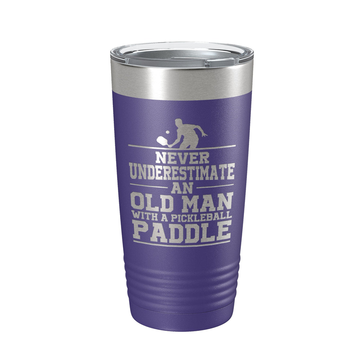 Funny Pickleball Tumbler Never Underestimate An Old Man With A Pickle Ball Paddle Travel Mug Insulated Laser Engraved Coffee Cup Gift 20 oz-15