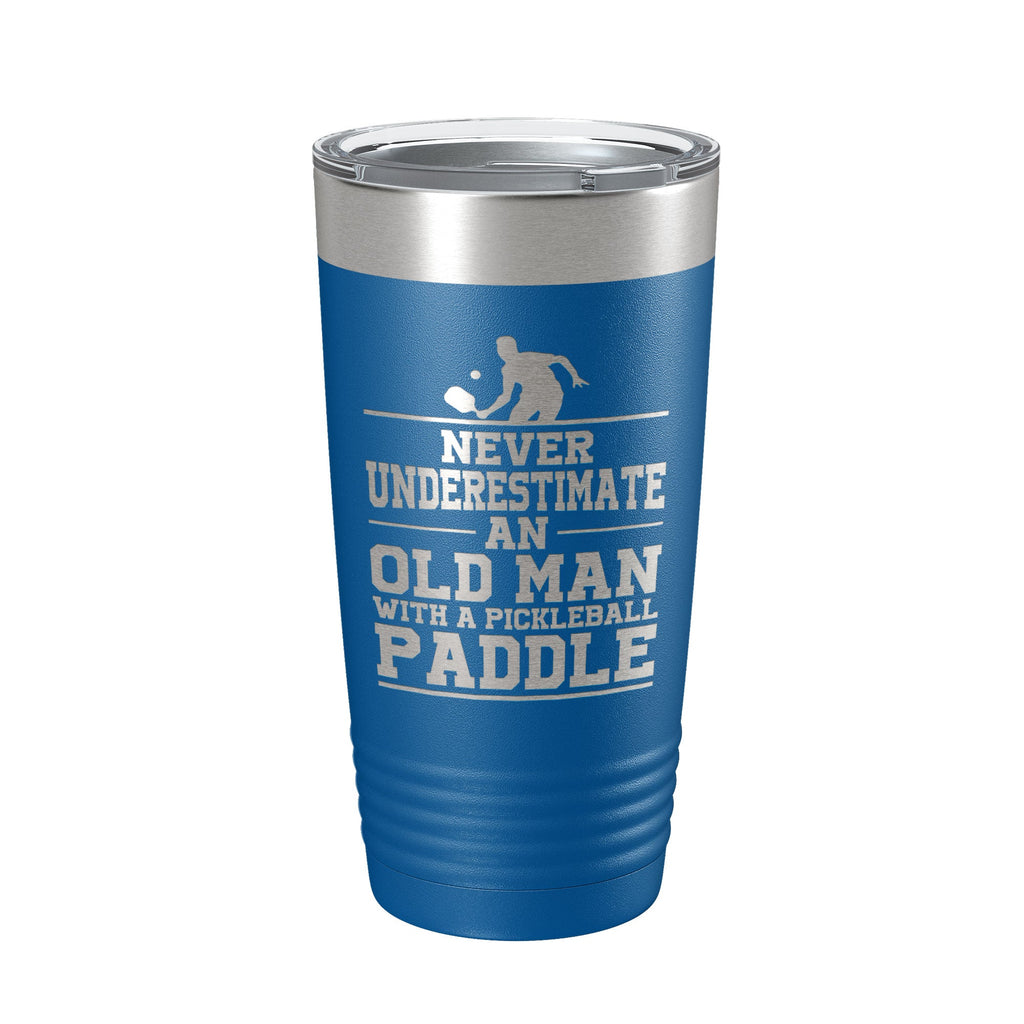 Funny Pickleball Tumbler Never Underestimate An Old Man With A Pickle Ball Paddle Travel Mug Insulated Laser Engraved Coffee Cup Gift 20 oz-6